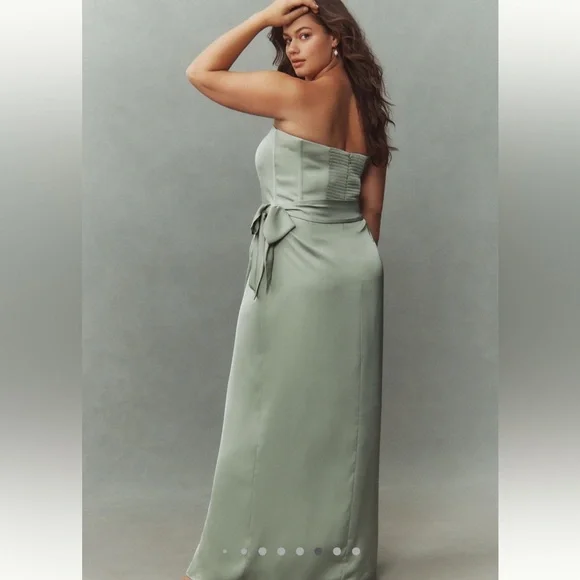 NWT Plus Size V. Chapman Dress June Corset Jacquard Front-Slit Gown Size 16 - Picture 2 of 14